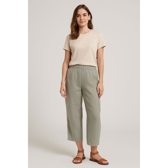 Cut Loose Spring Summer Linen Lounge Pants Gray Wide Leg Sz Medium - Picture 2 of 9